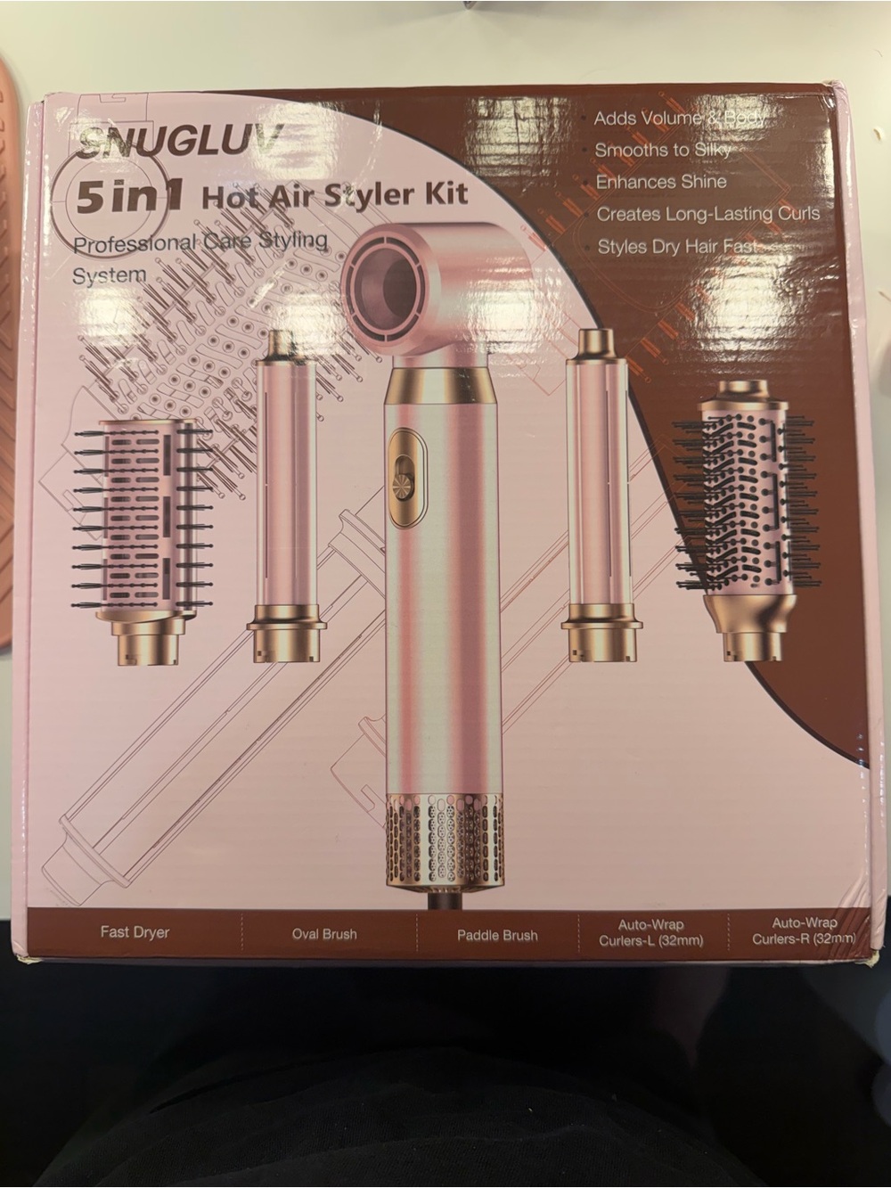 Snugluv 5-in-1 Hot Air Styler Kit - Pink